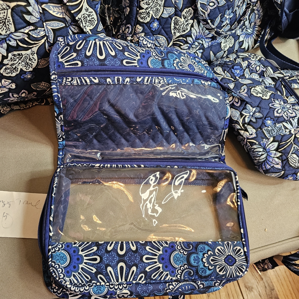 Vera Bradley BlueTapestry Floral Quilted Travel Cosmetic Case